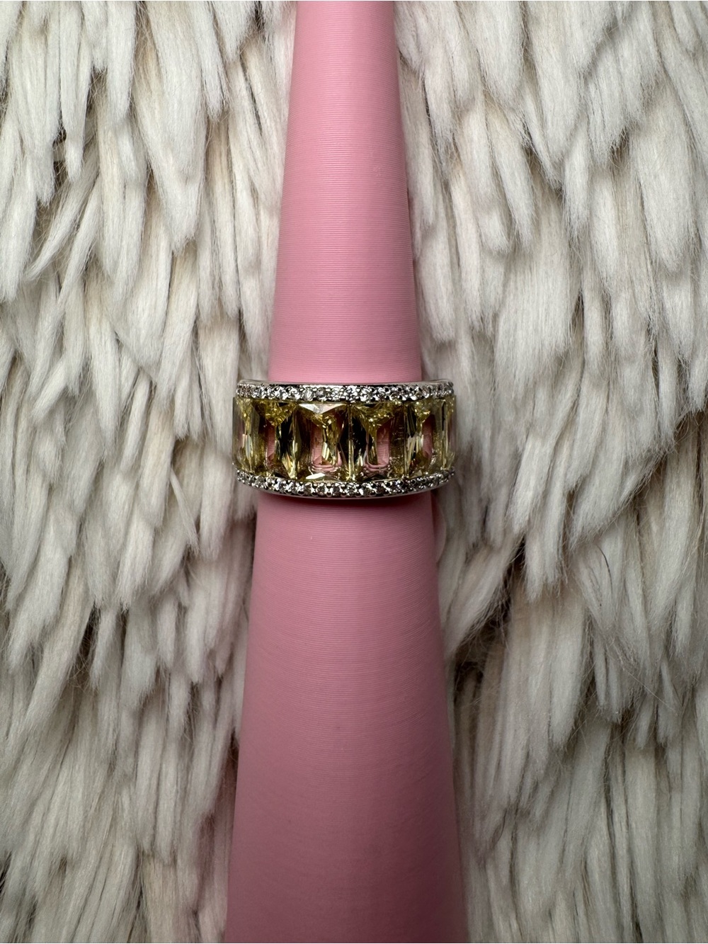 Beneath the surface lemon cubic zirconia ring